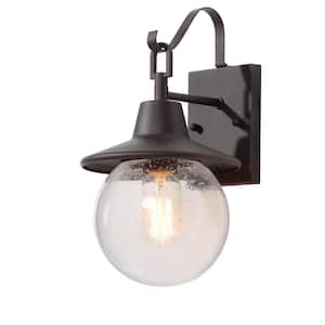 12.5 in. H 1-Light Outdoor Pendant Light with Seeded Glass, Ideal for Exteriors