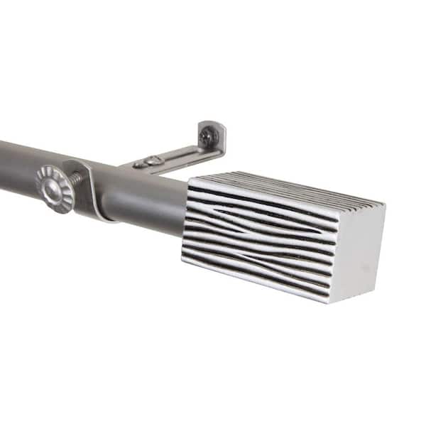 Rod Desyne 28 in. - 48 in. Satin Nickel Telescoping Single Curtain Rod Kit with Alder Finial