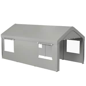 10 ft. x 20 ft. Gray Plastic Portable Shed with 2 Roll-up Doors and 4 Ventilated Windows (200 sq. ft.)