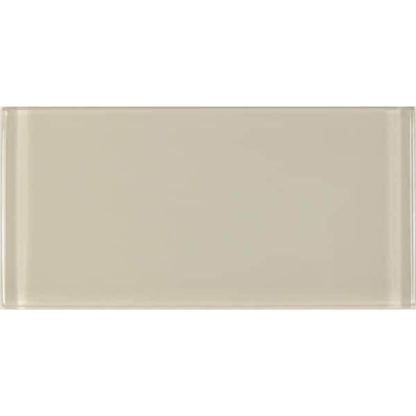 Modern Design Glossy Cream Subway 3 in. x 6 in. Glass Wall Tile Sample