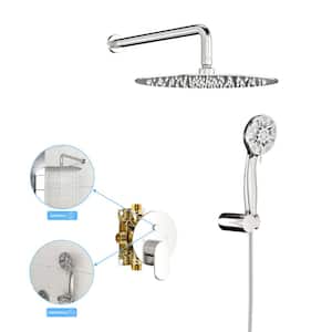 Roun Single-Handle 5-Spray 10 in. Rain Shower Head 1.8GPM Wall Mounted Shower Faucet in Brushed Nickel