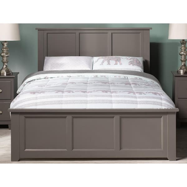 AFI Madison Grey Full Solid Wood Frame Low Profile Platform Bed with Matching Footboard and USB Device Charger