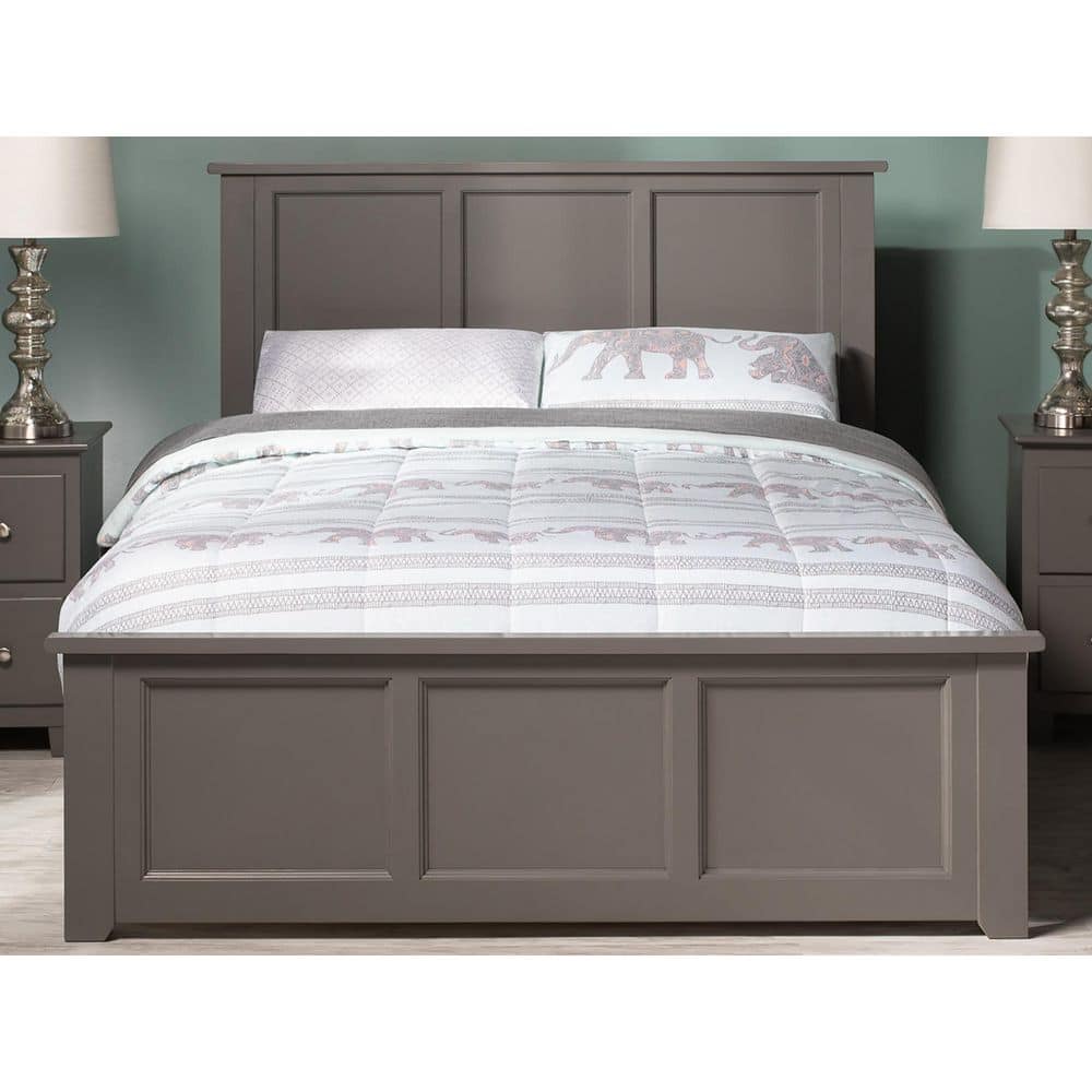 Madison Gray Solid Wood Full Platform Bed with Headboard