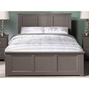 Madison Grey Full Solid Wood Frame Low Profile Platform Bed with Matching Footboard and USB Device Charger