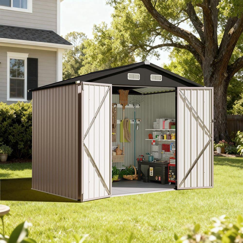 1/f SPACE IRONBOARD 防錆コーティングS・Lセット Sizzim 7.4 ft. W x 5.3 ft. D Outdoor Storage Metal Shed with Floor