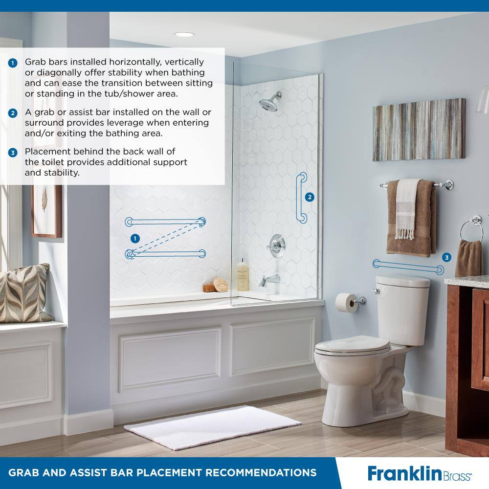 Stainless Steel 16" Concealed Mount Safety Grab Bar