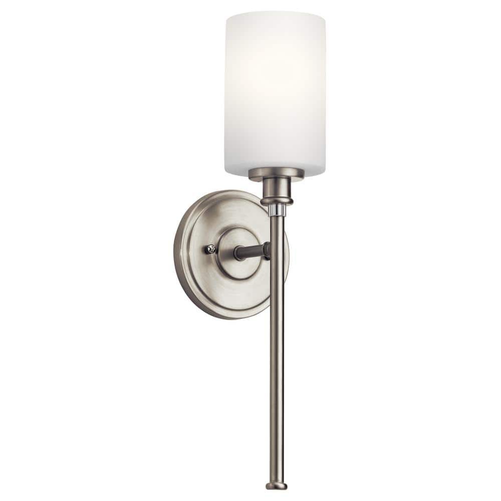 Transitional Nickel Wall Sconce with Cream Cylinder Shade