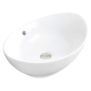 Valera 23 in. Vitreous China Vessel Bathroom Sink in White with Faucet and drain in Oil Rubbed Bronze