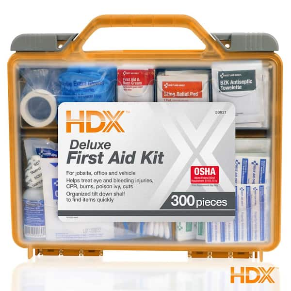 HDX 300-Piece Deluxe Clear Front Plastic OSHA First Aid Kit 59931