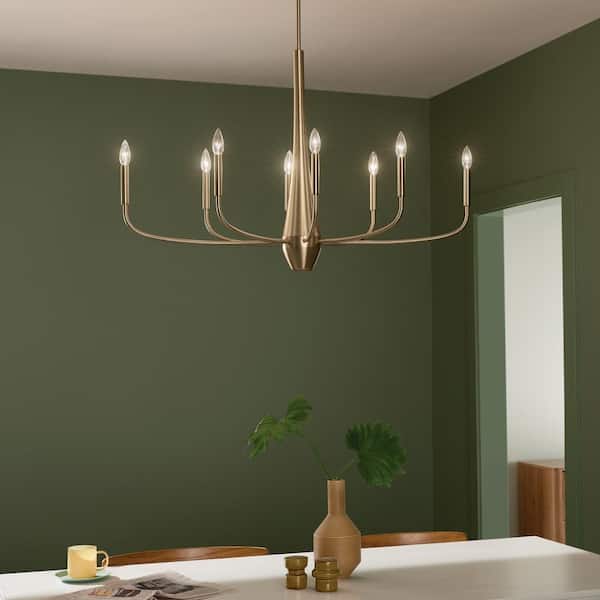 Deela 41 in. 8-Light Champagne Bronze Modern Candle Oval Chandelier for Dining Room