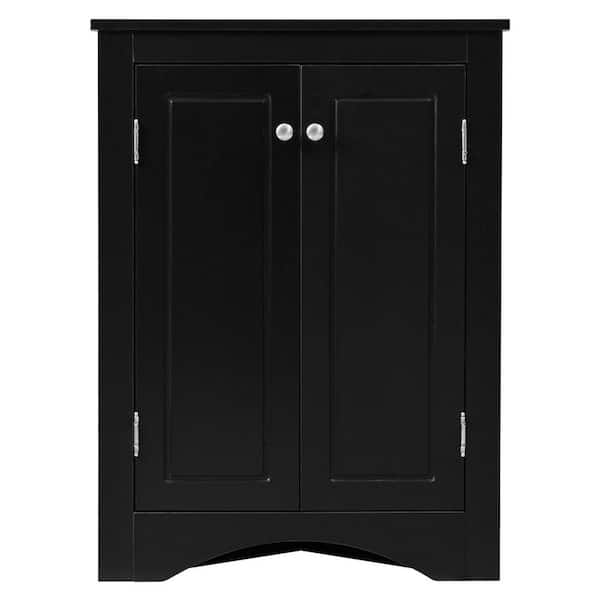 Anky 17.2 in. W x 17.2 in. D x 31.5 in. H Black MDF Freestanding Bathroom Storage Linen Cabinet