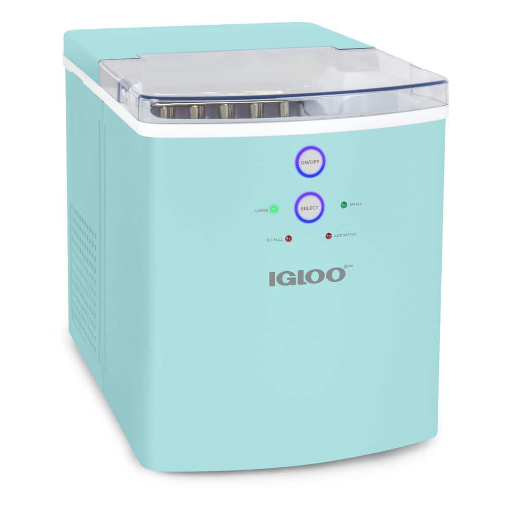 IGLOO 9.65 in. 33 lb. Ice Cube Countertop Portable Ice Maker in Aqua