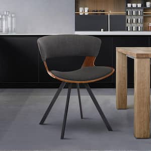 Ulric Walnut Wood and Charcoal Fabric Modern Dining Room Accent Chair