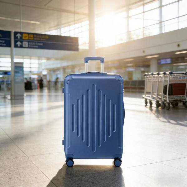Wudkey Premium 20 in. Deep Blue ABS Carry-On Luggage with Diamond