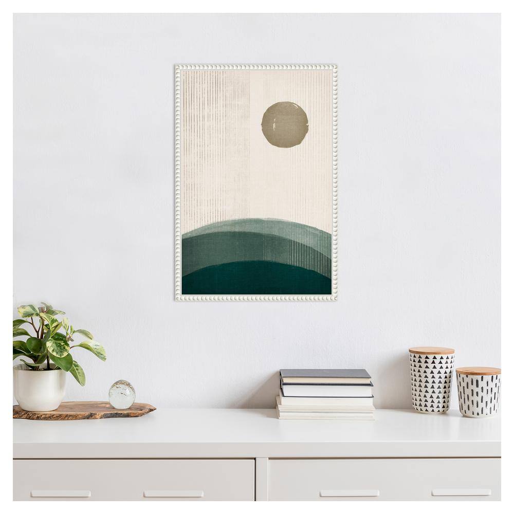 Modern Abstract Landscape Canvas Art with White Beaded Frame