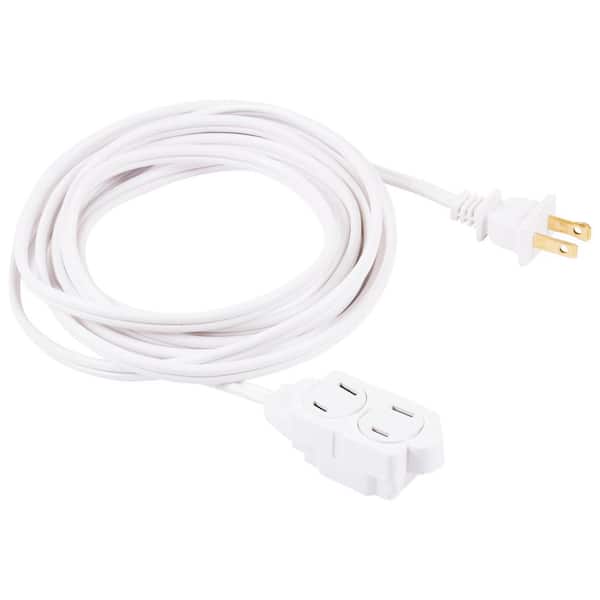 GE 12 ft. 16/3 3-Outlet Polarized Extension Cord, White
