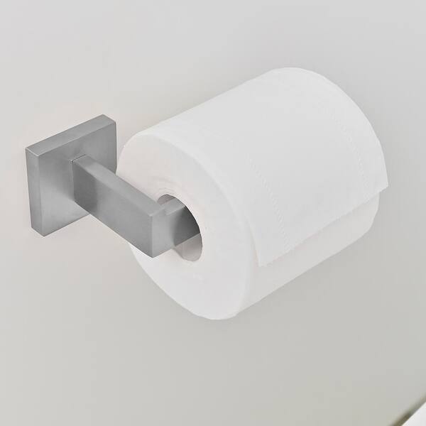 1pcs Self Adhesive Bathroom Accessories Set No Drill Brush Finish Towel Bar  Towel Hook Towel Ring Toilet Paper Holder (Color : W Paper Holder)