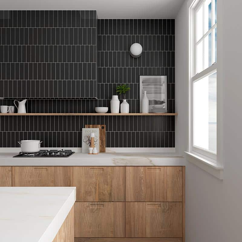 Matte Black Ceramic Subway Wall and Floor Tile
