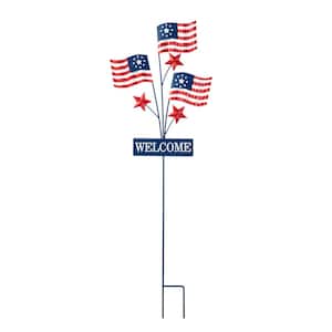 42 in. H Patriotic/Americana Metal Flags Yard Stake (KD)