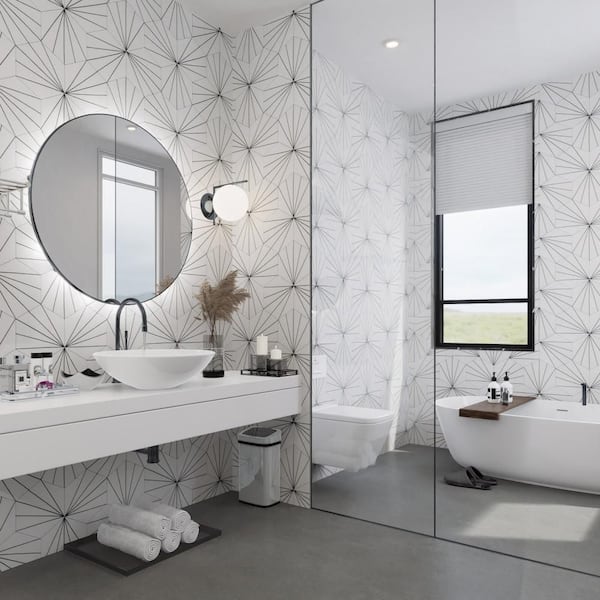 Aster Hex Blanco 9 in. x 10 in. Porcelain Floor and Wall Tile (6.89 sq. ft./Case)