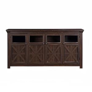 68.3 in. x 15.35 in. x 34.65 in. Vintage MDF Ready to Assemble Base Storage Cabinet in Espresso with 4-Doors