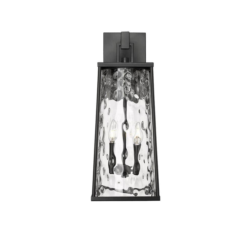 Dutton 2-Light 9 in. Wide Powder Coated Black Cylinder Outdoor Wall Sconce with Clear Water Textured price history on PriceWatchPro
