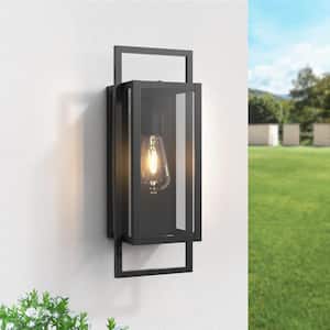 Decorators 15 in. 1-Light Matte Black Dusk to Dawn Outdoor Hardwired Wall Lantern Sconce No Bulb Included