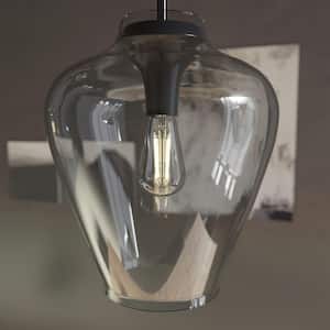 Vidria 1 Light Matte Black Pendant with Smoked Glass Shade Kitchen Light
