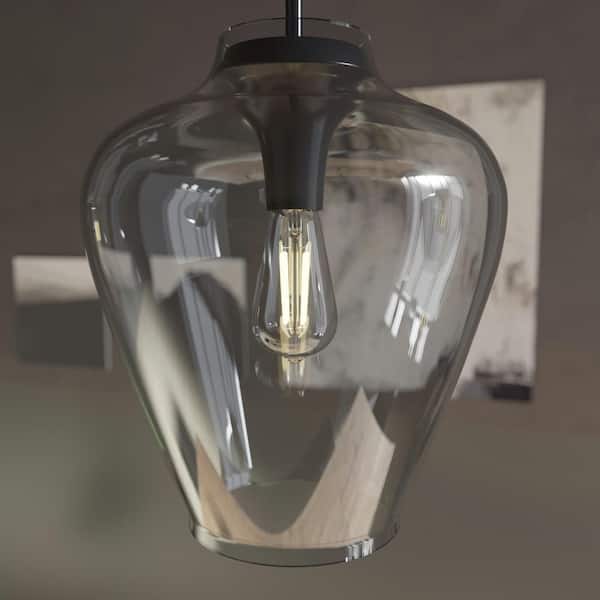 Hunter Vidria 1 Light Matte Black Pendant with Smoked Glass Shade Kitchen Light