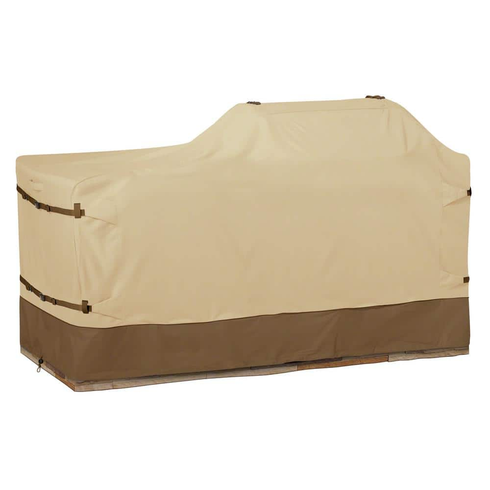 Classic Accessories Veranda 98 in. L x 42 in. D x 48 in. H Head Island Grill Cover in Pebble