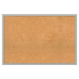 Silver Leaf Wood Framed Natural Corkboard 38 in. x 26 in. Bulletin Board Memo Board