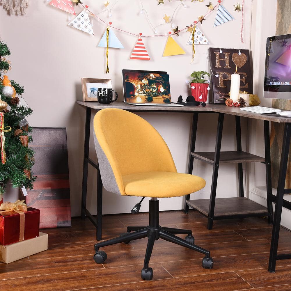 Homy Casa DUDLEY Teens Fabric Padded Ergonomic Office Chair, Student Task  Chair Adjustable Swivel Desk Chair for Youth in Yellow DUDLEY YELLOW - The