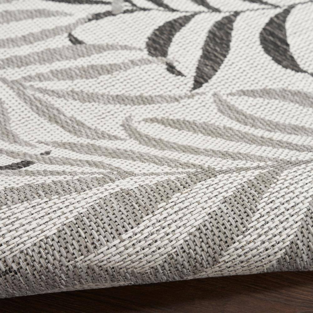 Gray Tropical Leaf Pattern 5' x 7' Synthetic Outdoor Rug