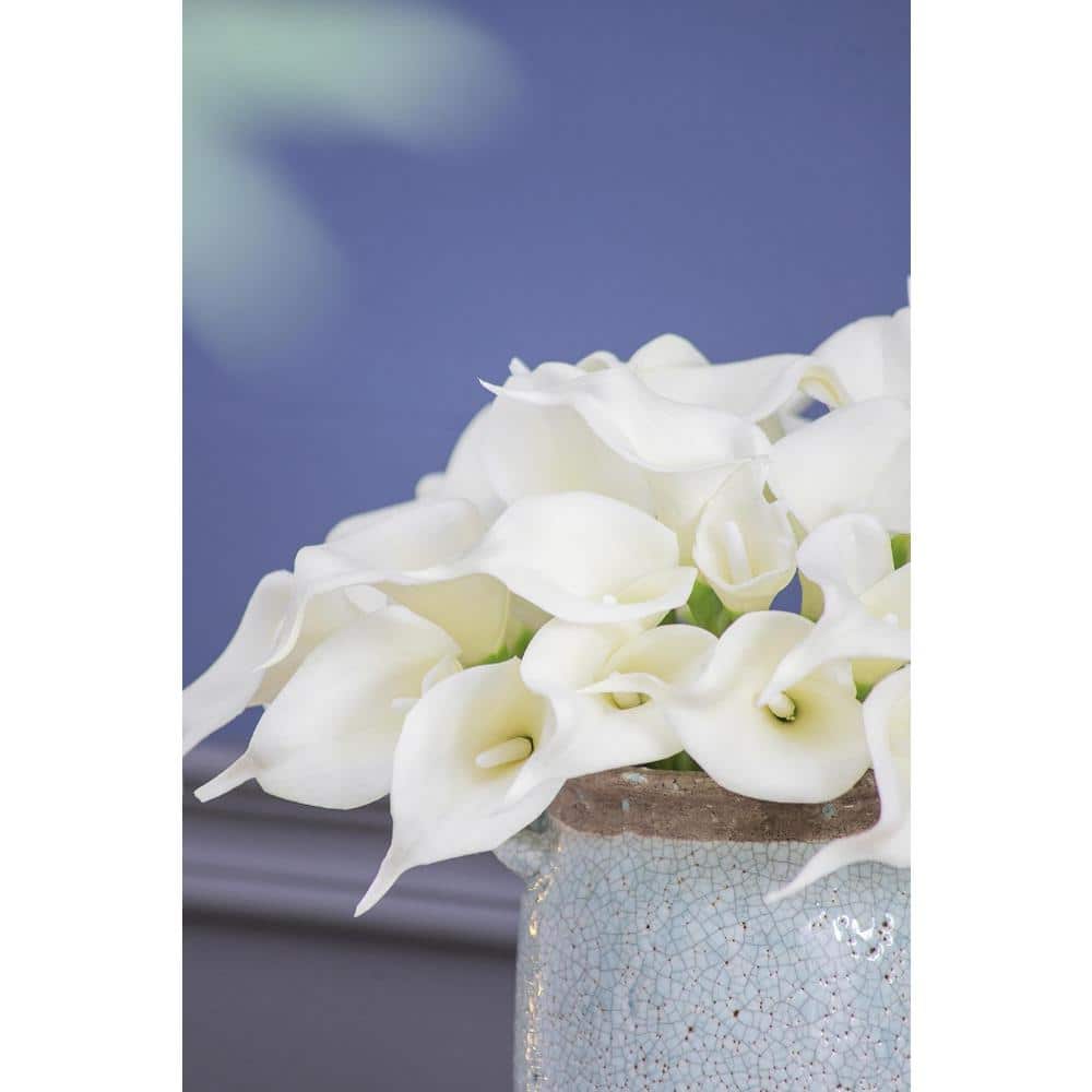 13" White Faux Calla Lily Outdoor Tabletop Set