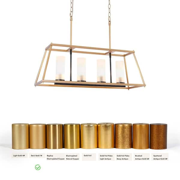 Zevni Modern Mid-century 28.5 in. 4-Lights Gold/Black Island