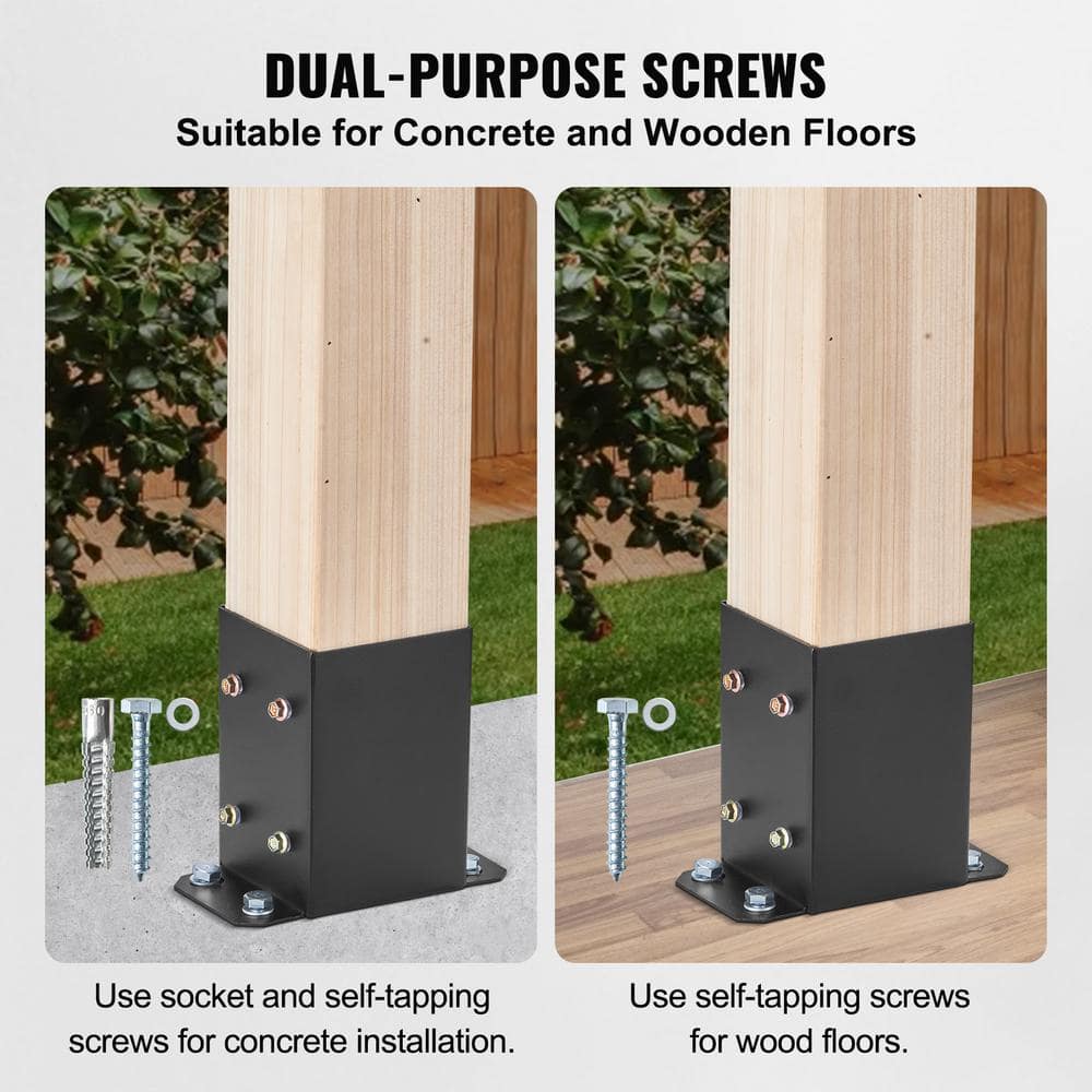 Heavy Duty Black Metal Post Base Brackets Set of 10