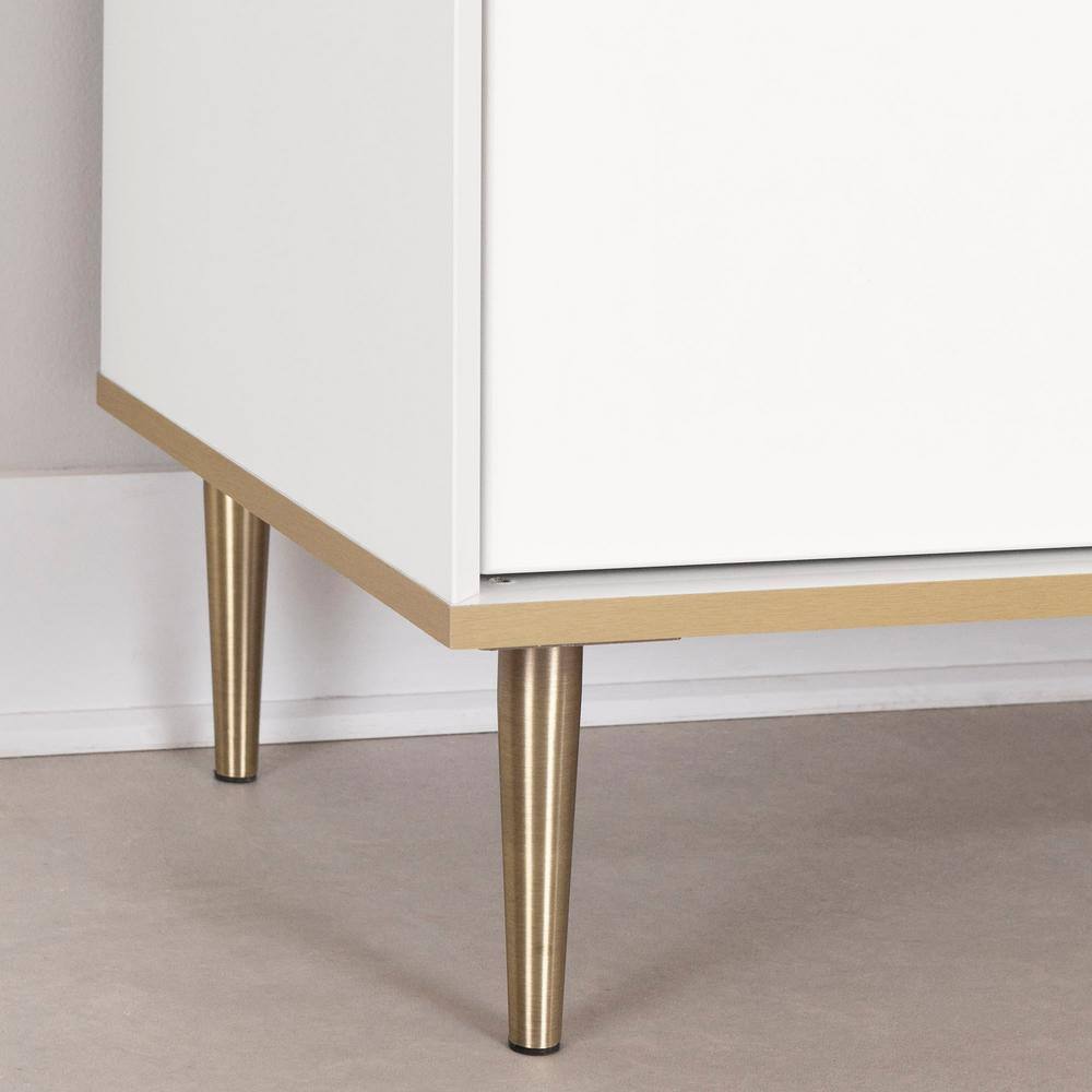 Dylane Mid-Century Glam 2-Drawer Nightstand in Pure White