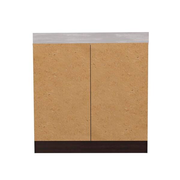 Inval 36.02 in. W x 19.69 in. D x 37.80 in. H Natural Stone/Espresso Ready to Assemble Wood Breakroom Base Kitchen Cabinet