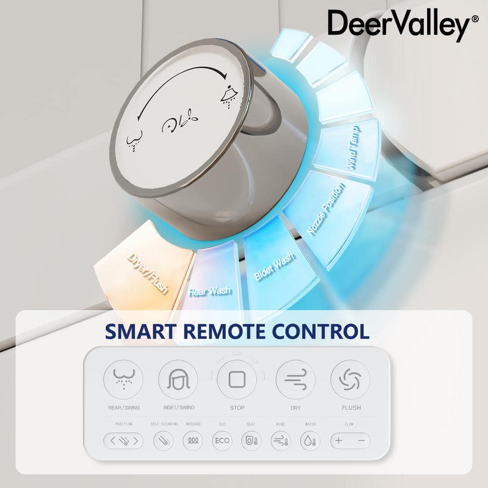 White Elongated Smart Toilet with Heated Seat and Dryer