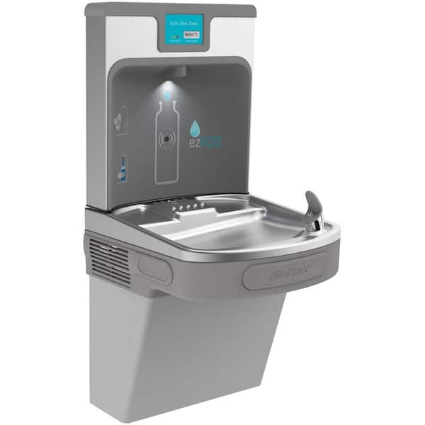 Elkay Elkay Enhanced EZH2O Drinking Fountain w/ Bottle Filling Station and Single ADA Cooler Filtered Refrigerated, Light Gray
