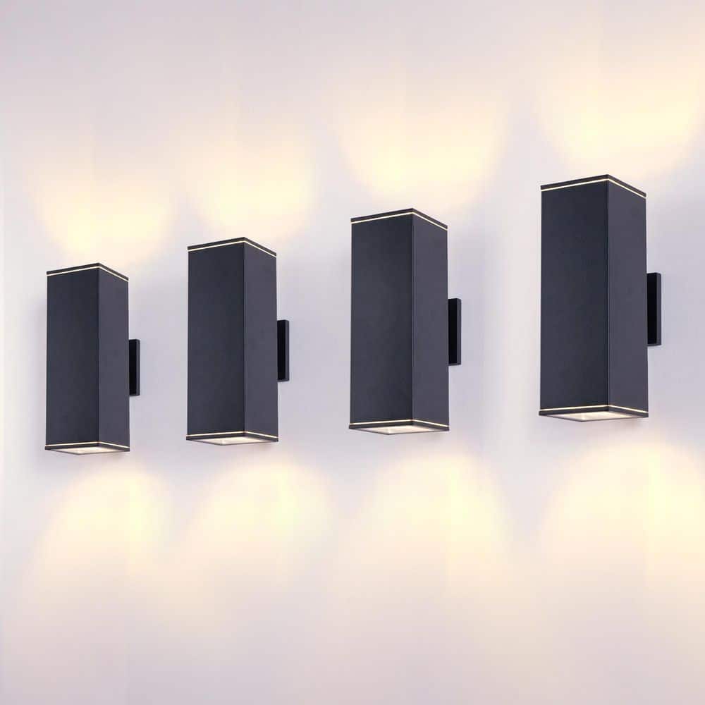 AurCore 4-Pack Matte Black Aluminium Outdoor Wall Sconce 12 in. with Up Down Lights, for Porch Patio No Bulb Included price history on PriceWatchPro