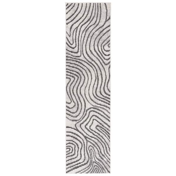Temple 2 ft. x 8 ft. Ivory/Gray Contour Runner Rug