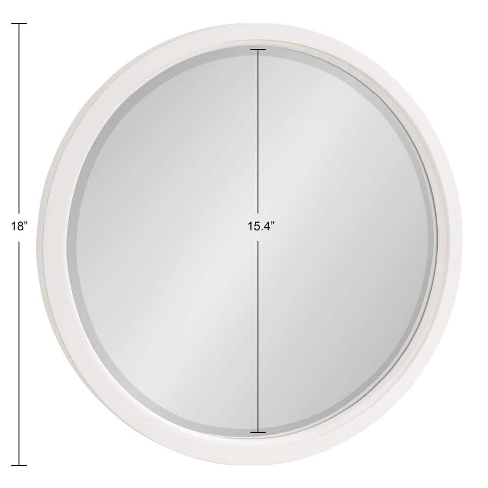 Hogan Distressed White Solid Wood Round Bathroom Vanity Mirror