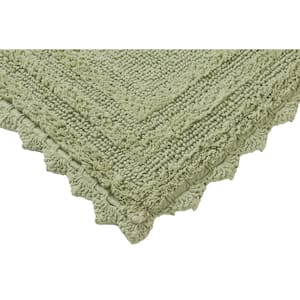 Lilly Crochet Collection 21 in. x 34 in. Green 100% Cotton Rectangle Bath Rug