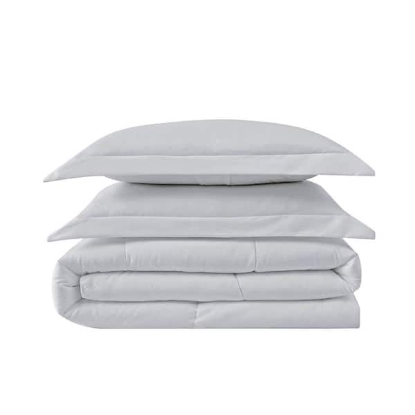 TRULY CALM Everyday Antimicrobial 3-Piece Gray Microfiber Full/Queen Down Alternative Comforter Set