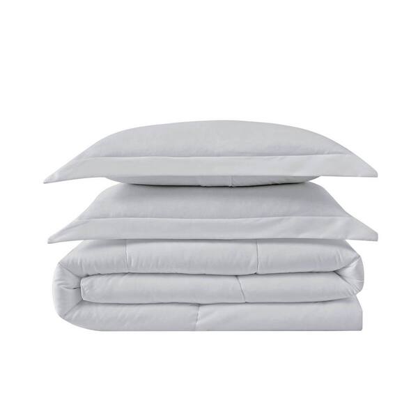 TRULY CALM Everyday Antimicrobial 3-Piece Gray Microfiber King Down Alternative Comforter Set
