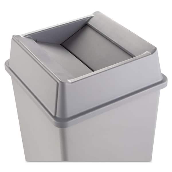Untouchable 35 and 50 Gal. Grey Square Trash Can Swing Top Lid