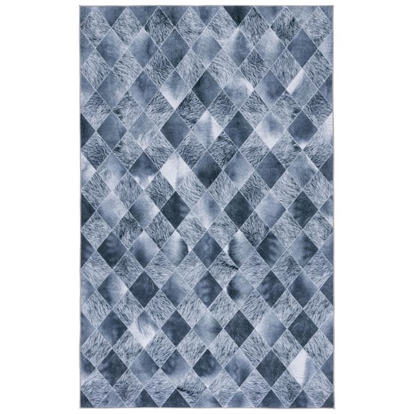 SAFAVIEH Faux Hide Gray/Dark Gray 5 ft. x 8 ft. Machine Washable Plaid Area Rug