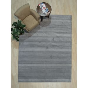Lt.Blue/Ivory Hand Crafted Wool & Viscose Contemporary Modern Grass Rug, 8 ft. x 10 ft. Area Rug