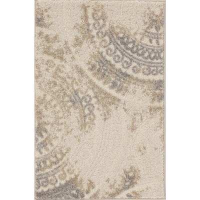 Spiral Medallion Ivory 2 ft. x 3 ft. Geometric Scatter Area Rug